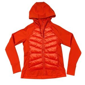 Lou & Grey Mixed Media Puffer Jacket Orange NWT Size Medium Womens